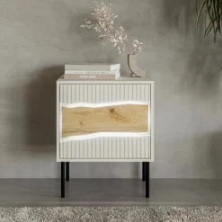 Comodino 1 ripiano beige 50x40x61h cm - Set di 2 comodini Ussana