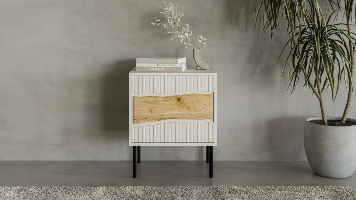 Comodino 1 ripiano beige 50x40x61h cm - Set di 2 comodini Ussana