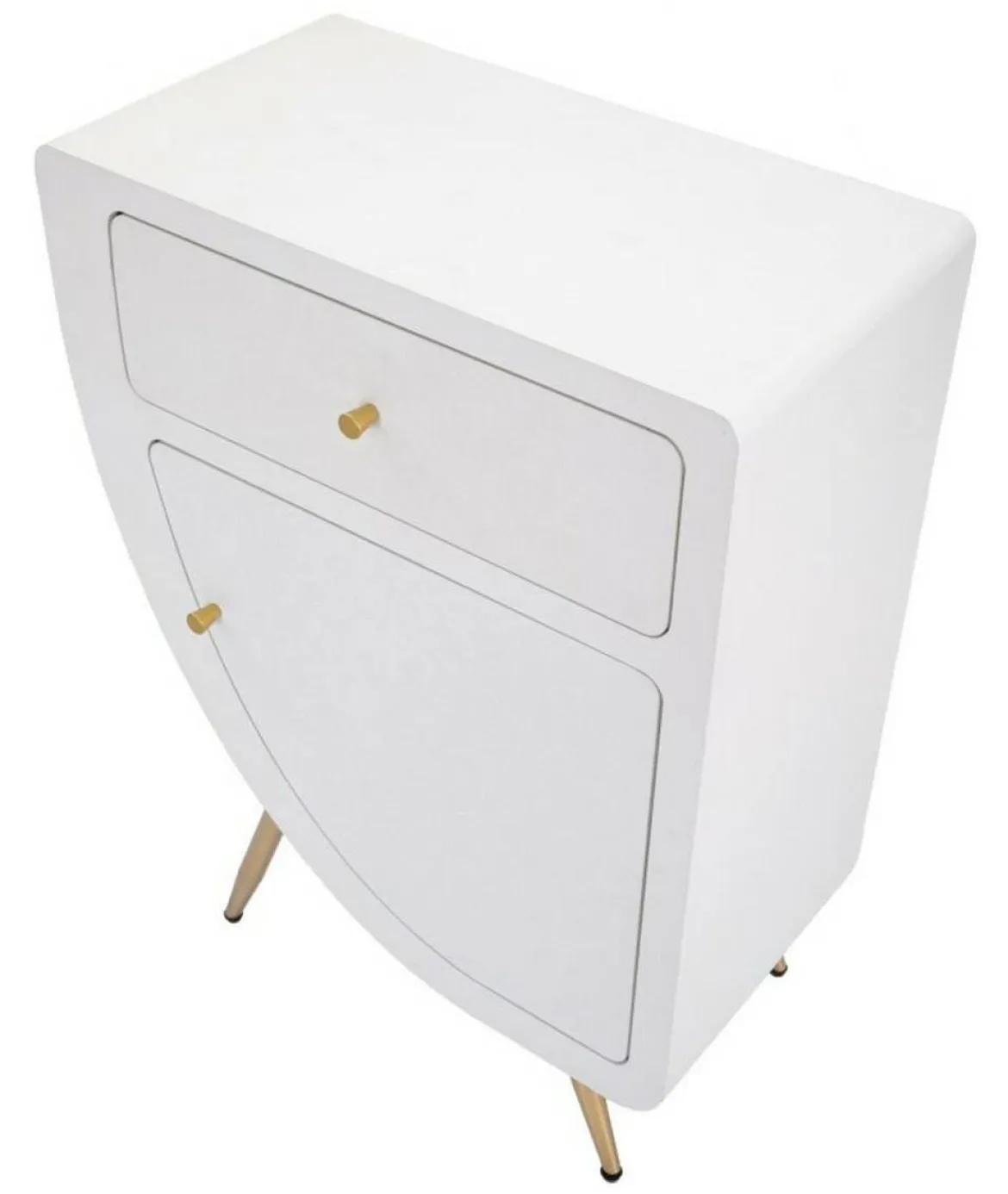 Comodino 1 ripiano bianco e oro 60x32x79h cm - Suze