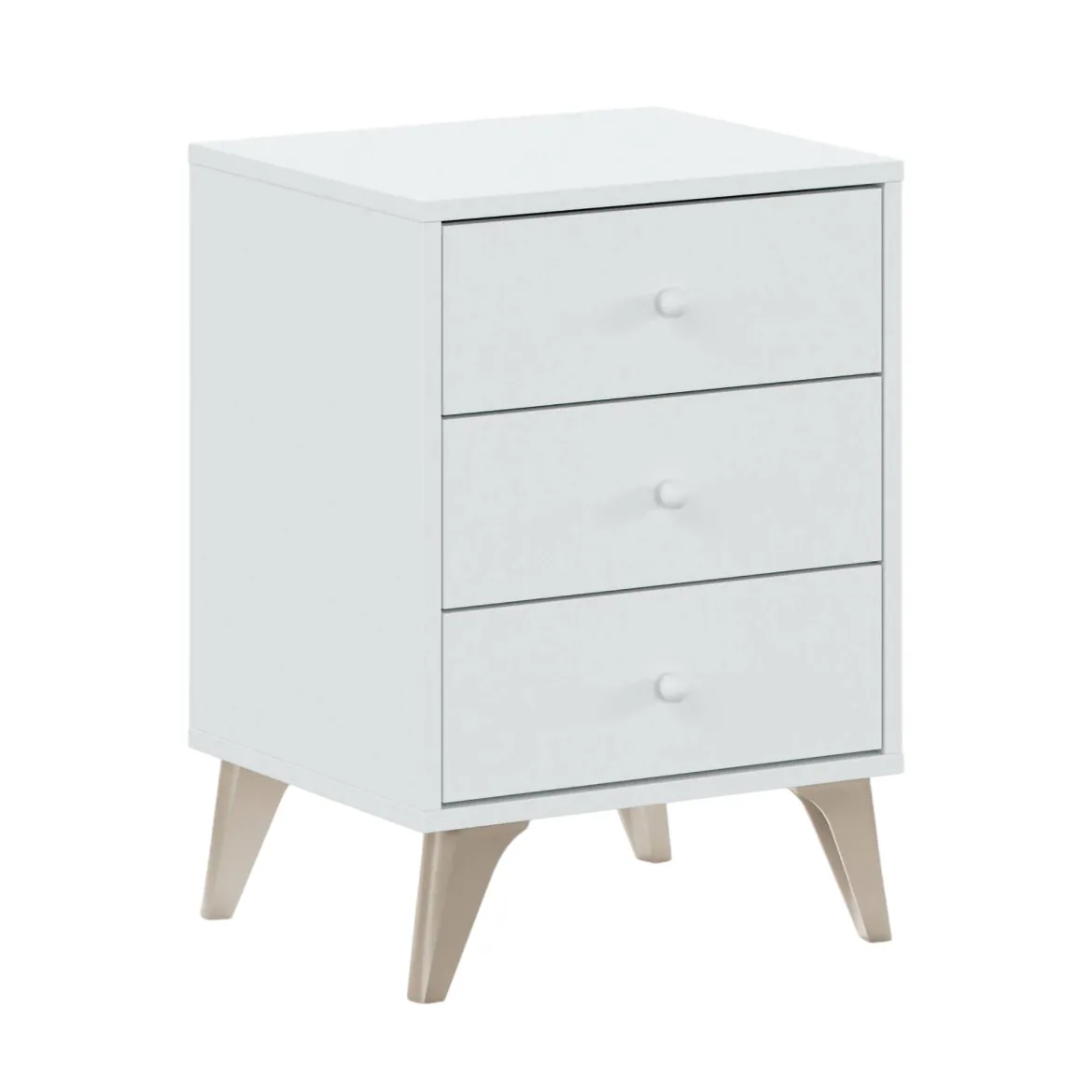 Comodino 1 ripiano bianco e rovere 40x33x56h cm - Attina