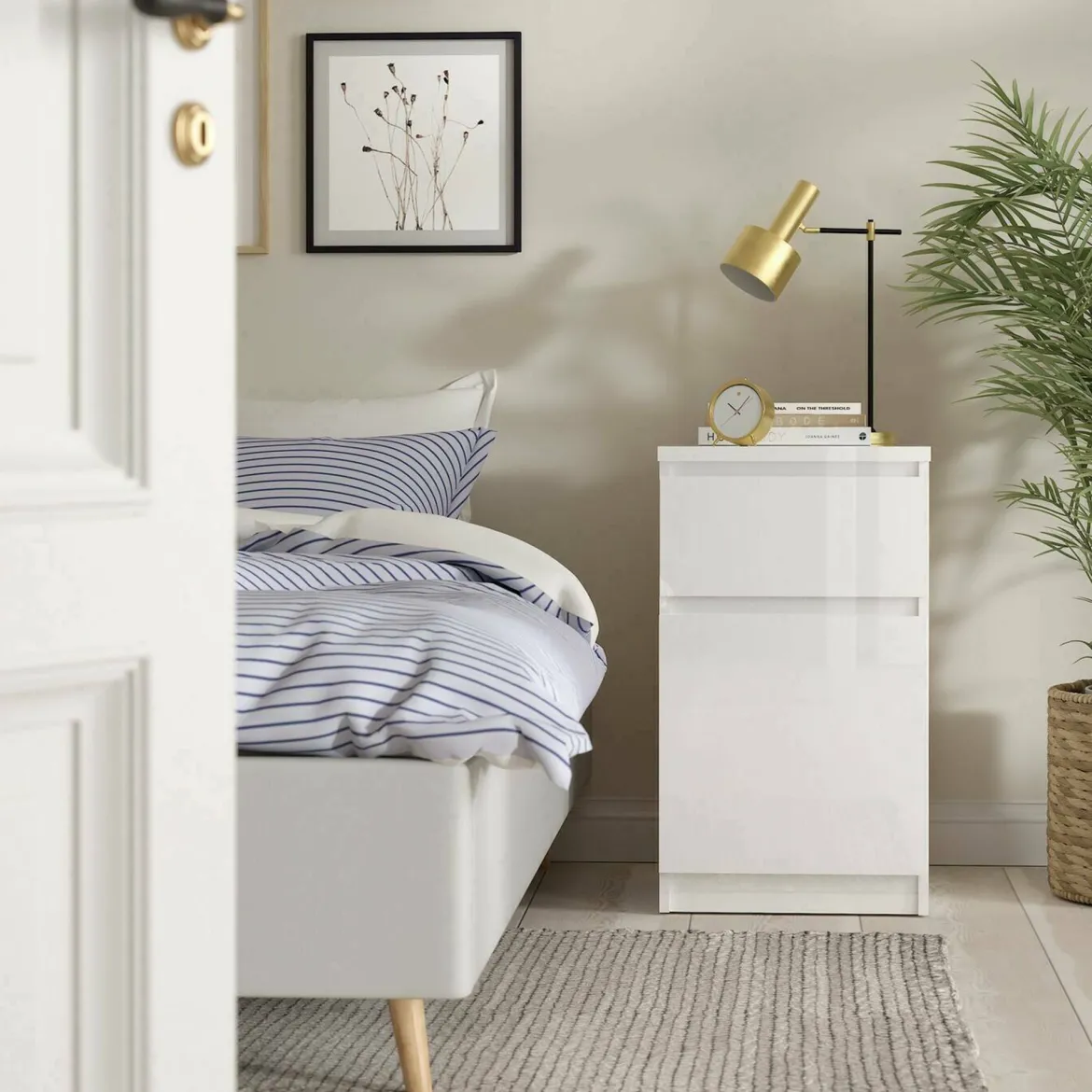 Comodino 1 ripiano bianco lucido 50x34x49h cm - Armageddo