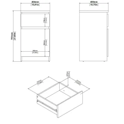 Comodino 1 ripiano bianco lucido 50x34x49h cm - Armageddo