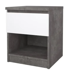 Comodino 1 ripiano cemento e bianco lucido 40x40x49h cm - Scolastica