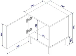 Comodino 1 ripiano nero 44x40x51h cm - Set di 2 comodini Farini