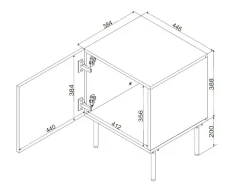 Comodino 1 ripiano nero 45x42x59h cm - Set di 2 comodini Viano
