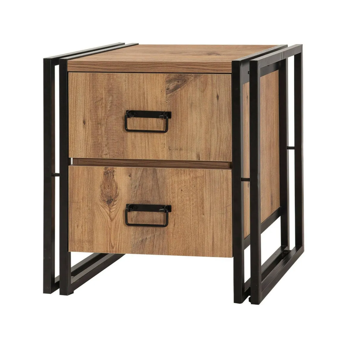 Comodino 1 ripiano quercia e nero 52x40x55h cm - Pantaleon