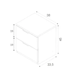 Comodino 1 ripiano rovere 38x33x45h cm - Artiglio