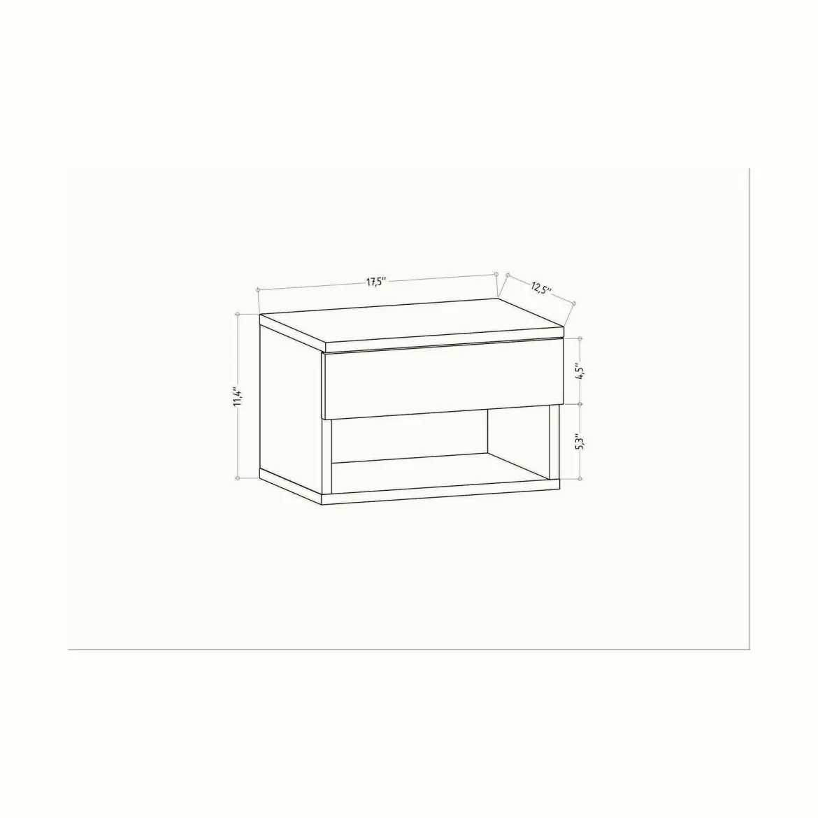 Comodino sospeso antracite 44x29x31h cm - Serpente