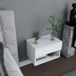 Comodino sospeso bianco 44x29x31h cm - Serpente