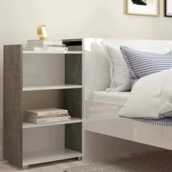 Comodino stretto cemento e bianco lucido 144x26x79h cm - Peridoto
