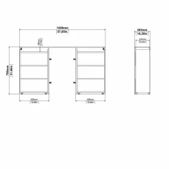 Comodino stretto cemento e bianco lucido 144x26x79h cm - Peridoto