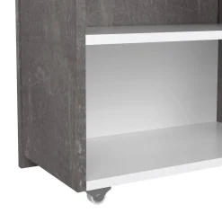 Comodino stretto cemento e bianco lucido 144x26x79h cm - Peridoto