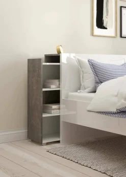 Comodino stretto cemento e bianco lucido 144x26x79h cm - Peridoto