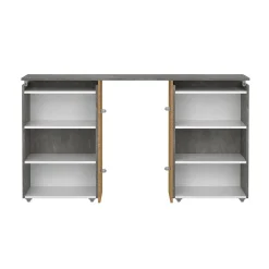 Comodino stretto cemento e bianco lucido 144x26x79h cm - Peridoto