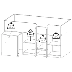Composizione Camera da Letto Bianco Dimensione Materasso 90x200 cm Scrivania Estraibile 203x104x111h cm, un Letto - Lamedani