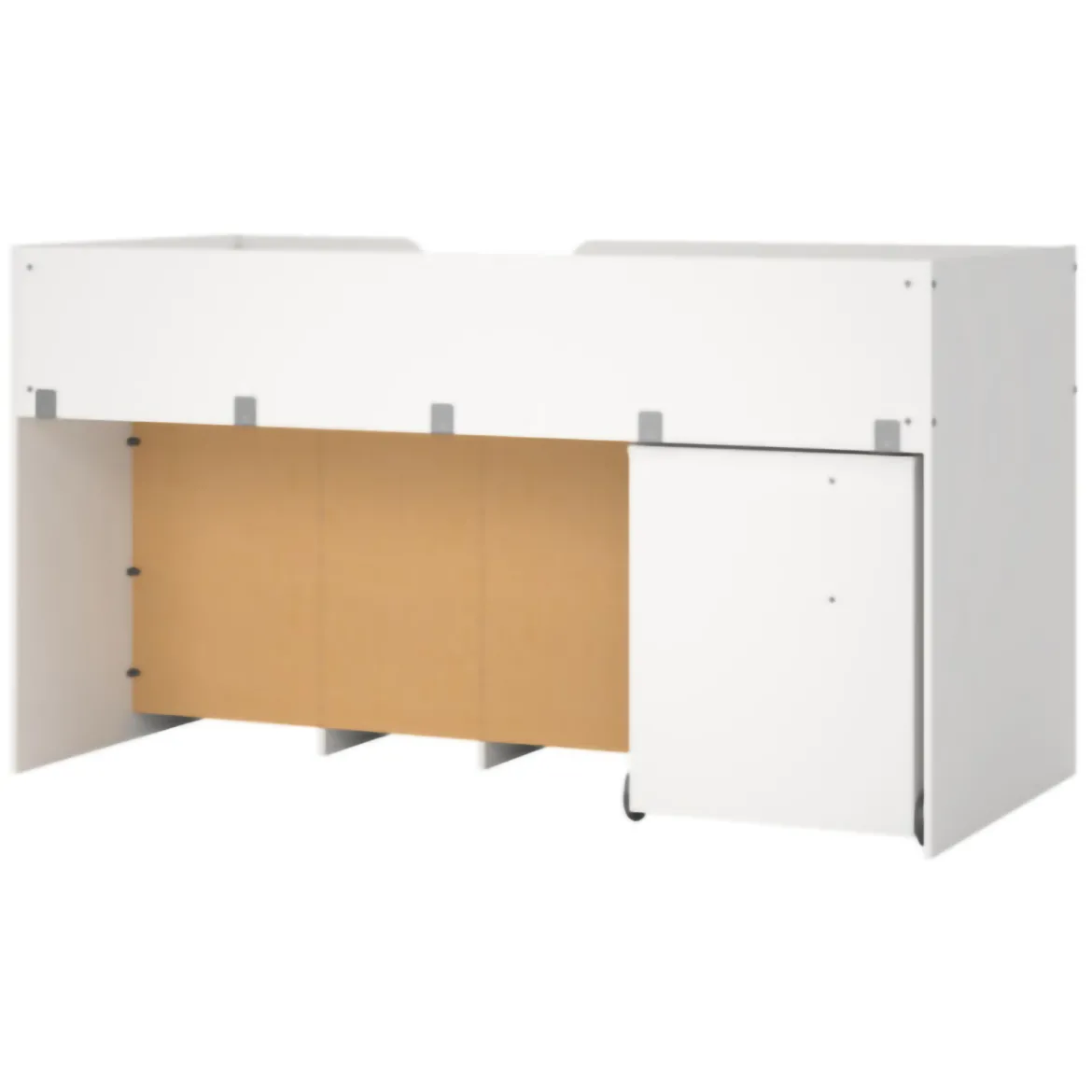 Composizione Camera da Letto Bianco Dimensione Materasso 90x200 cm Scrivania Estraibile 203x104x111h cm, un Letto - Lamedani