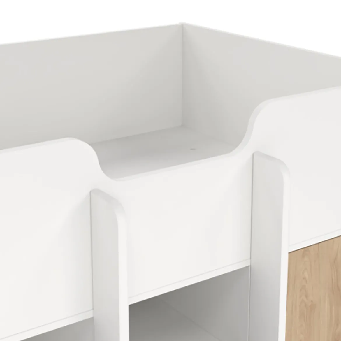 Composizione Camera da Letto Bianco Marrone Rovere Dimensione Materasso 90x200 cm Scrivania Estraibile 203x104x111h cm, un Letto - Lamedani
