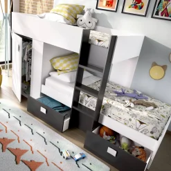 Composizione camera da letto Araba, 271x111h150 cm, Bianco e Antracite