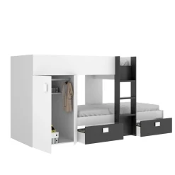 Composizione camera da letto Araba, 271x111h150 cm, Bianco e Antracite