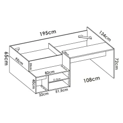 Composizione camera da letto Giustizia, 303x97h203 cm, Rovere e Bianco