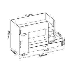 Composizione camera da letto Hikaa, 244x112 h150 cm, Bianco e Rosa