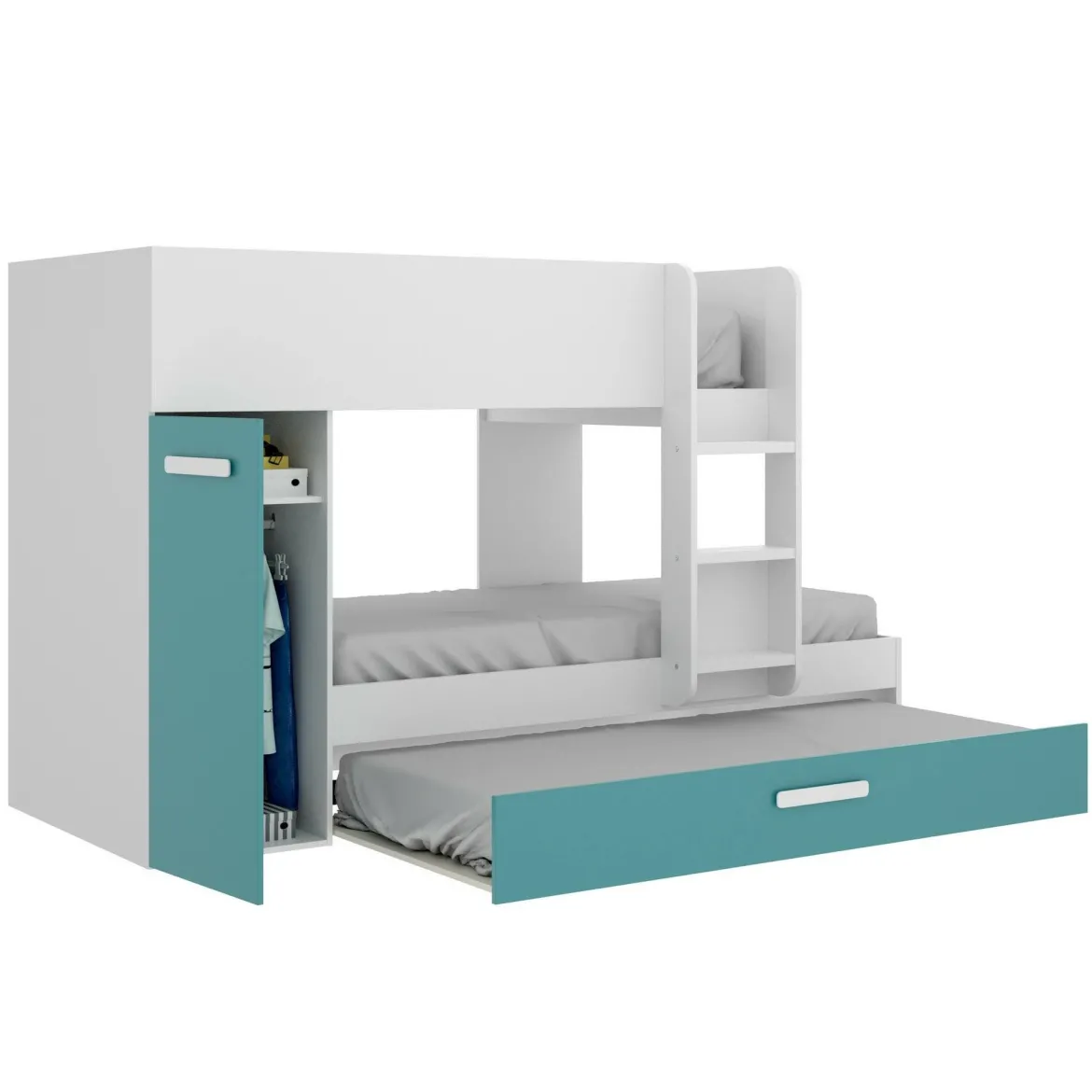 Composizione camera da letto Hikaa, 244x112 h150 cm, Bianco e Rosa
