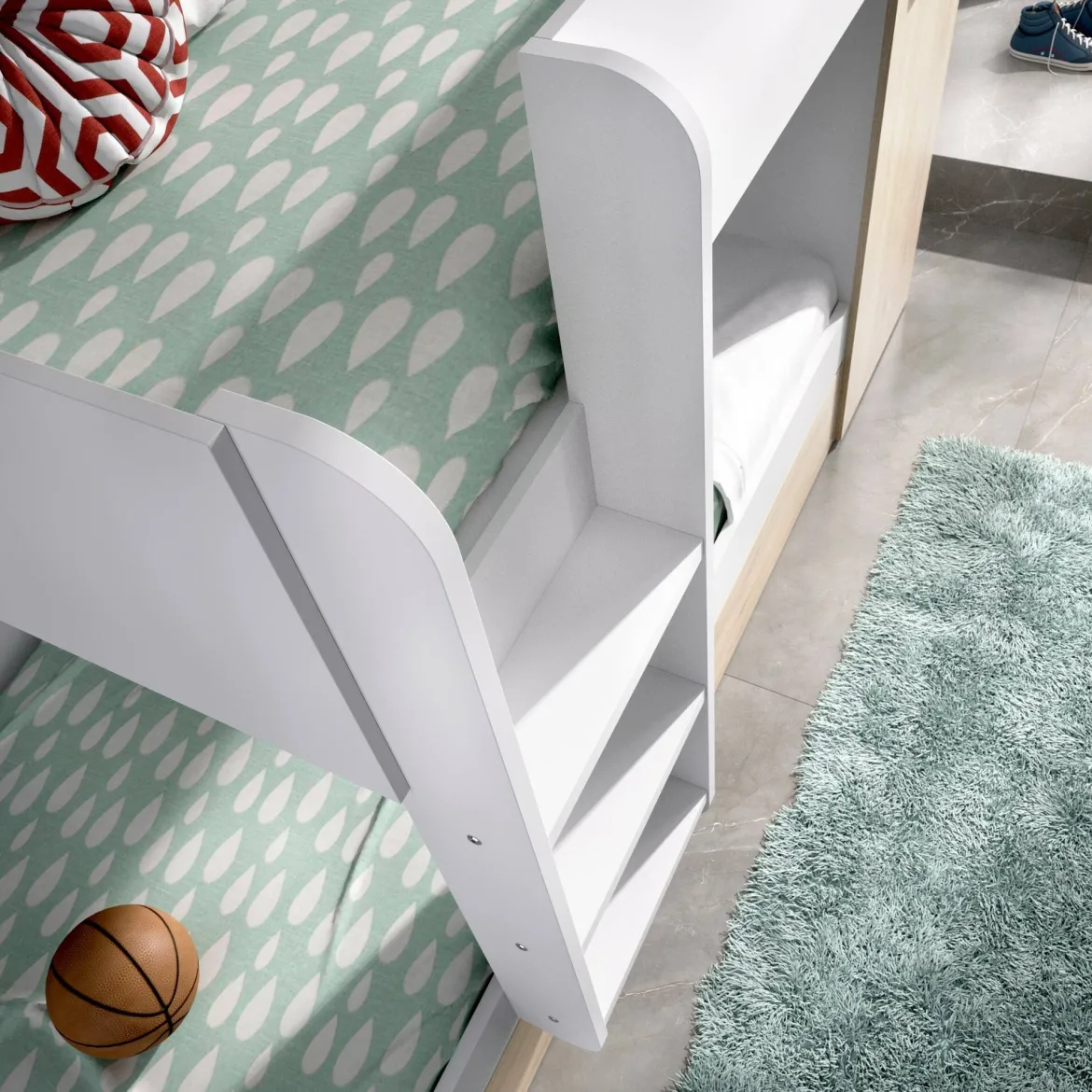 Composizione camera da letto Hikaa, 244x112h150 cm, Rovere e Bianco