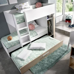 Composizione camera da letto Hikaa, 244x112h150 cm, Rovere e Bianco