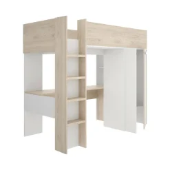 Composizione camera da letto Maha, 206x111 h178 cm, Bianco e Rovere