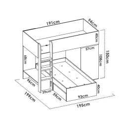Composizione camera da letto Pax, 255x112h150 cm, Bianco e Rovere
