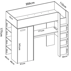 Composizione camera da letto Maha, 206x111 h178 cm, Bianco e Rovere