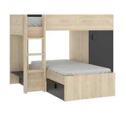 Composizione camera da letto Pinus, 246x112 h150 cm, Bianco e Rovere