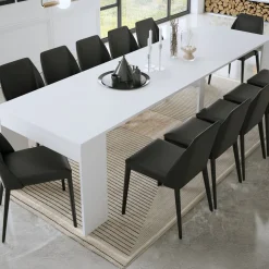 Consolle Allungabile Bianco 12 Posti Allungabile 302x75x90h cm, Meccanismo Estensione Allunghe Centrali - Luisago