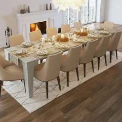 Consolle Allungabile Grigio Cemento Allungabile 12 Posti 305.6x90x75.2h cm, Meccanismo Estensione Allunghe Centrali - Gizio