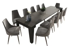 Consolle Allungabile Nero Antracite Allungabile 12 Posti 305.6x90x75.2h cm, Meccanismo Estensione Allunghe Centrali - Gizio