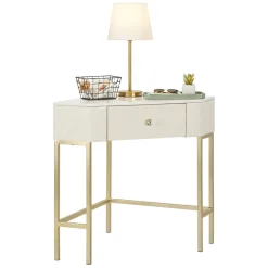 Consolle angolare 84x60x77h cm bianco e oro - Viscardo