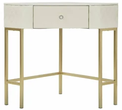 Consolle angolare 84x60x77h cm bianco e oro - Viscardo