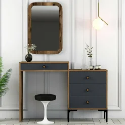 Consolle beauty 124x40x84h cm noce e antracite - Namtheun