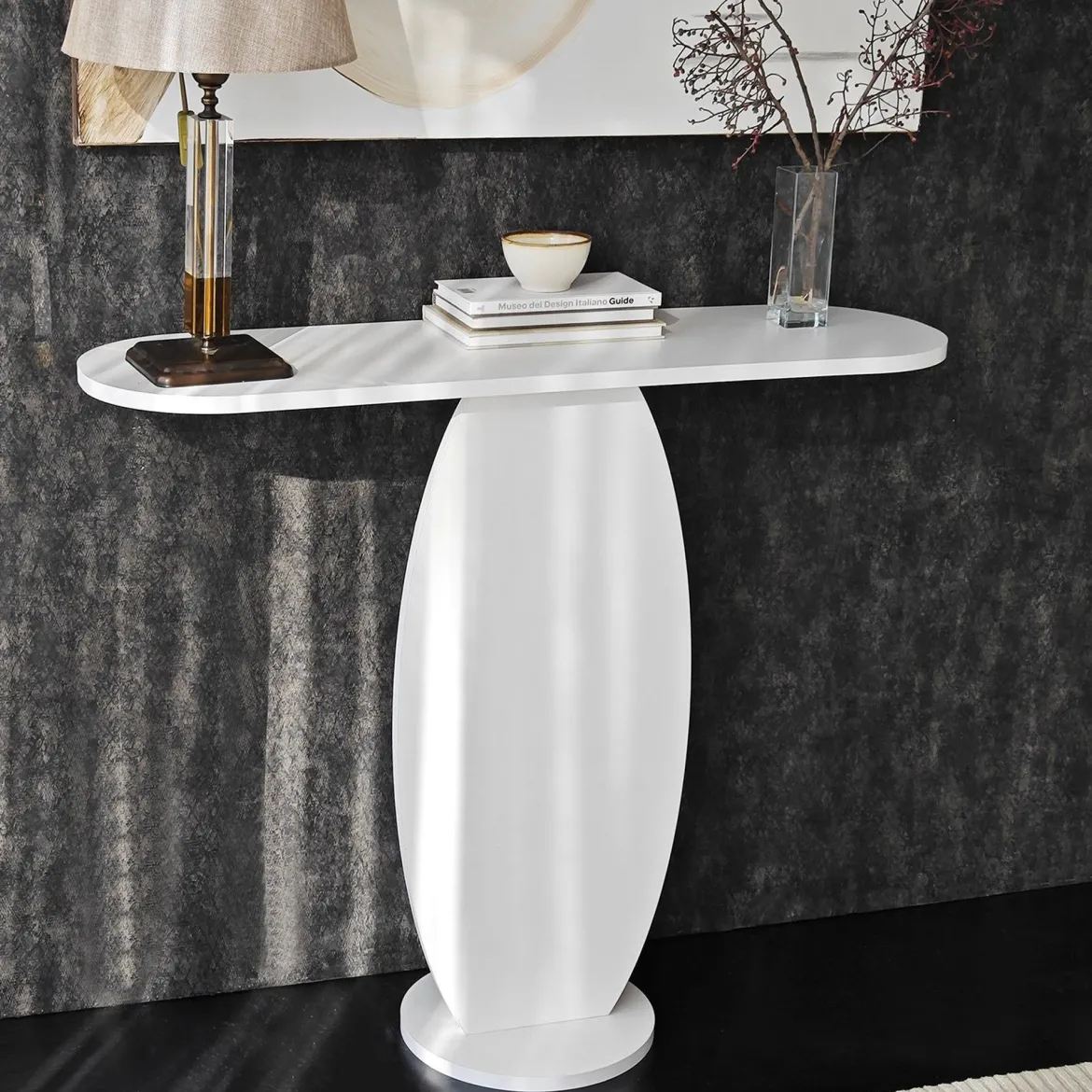 Consolle Bianco Colore Ripiano Bianco 100x30x81h cm, - Ramacca