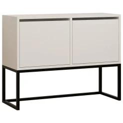 Consolle Bianco Nero 2 Vani Colore Struttura Nero 90x34x70h cm, Colore Ripiano Bianco - Arresi