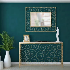 Consolle Bianco oro un Ripiano Materiale Struttura in Marmo 140x36x82h cm, Colore Ripiano Bianco - Goris