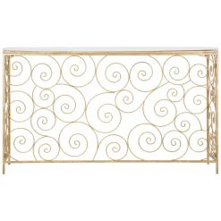 Consolle Bianco oro un Ripiano Materiale Struttura in Marmo 140x36x82h cm, Colore Ripiano Bianco - Goris