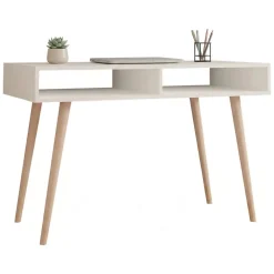 Consolle Bianco Rovere Marrone 2 Vani Colore Struttura Marrone 120x60x75h cm, Colore Ripiano Bianco - Busachi