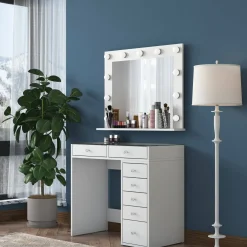 Consolle con specchio 90x45x80h cm bianco - Bussero