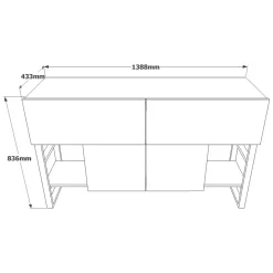 Consolle con specchio 139x43x83h cm quercia - Alleghe