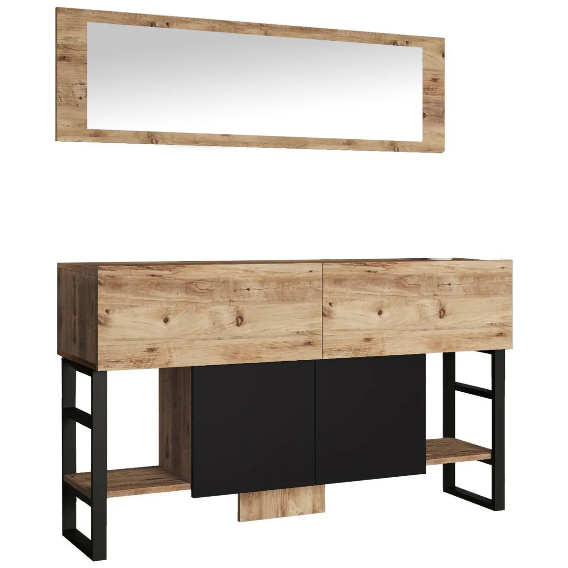 Consolle con specchio 139x43x83h cm quercia - Alleghe