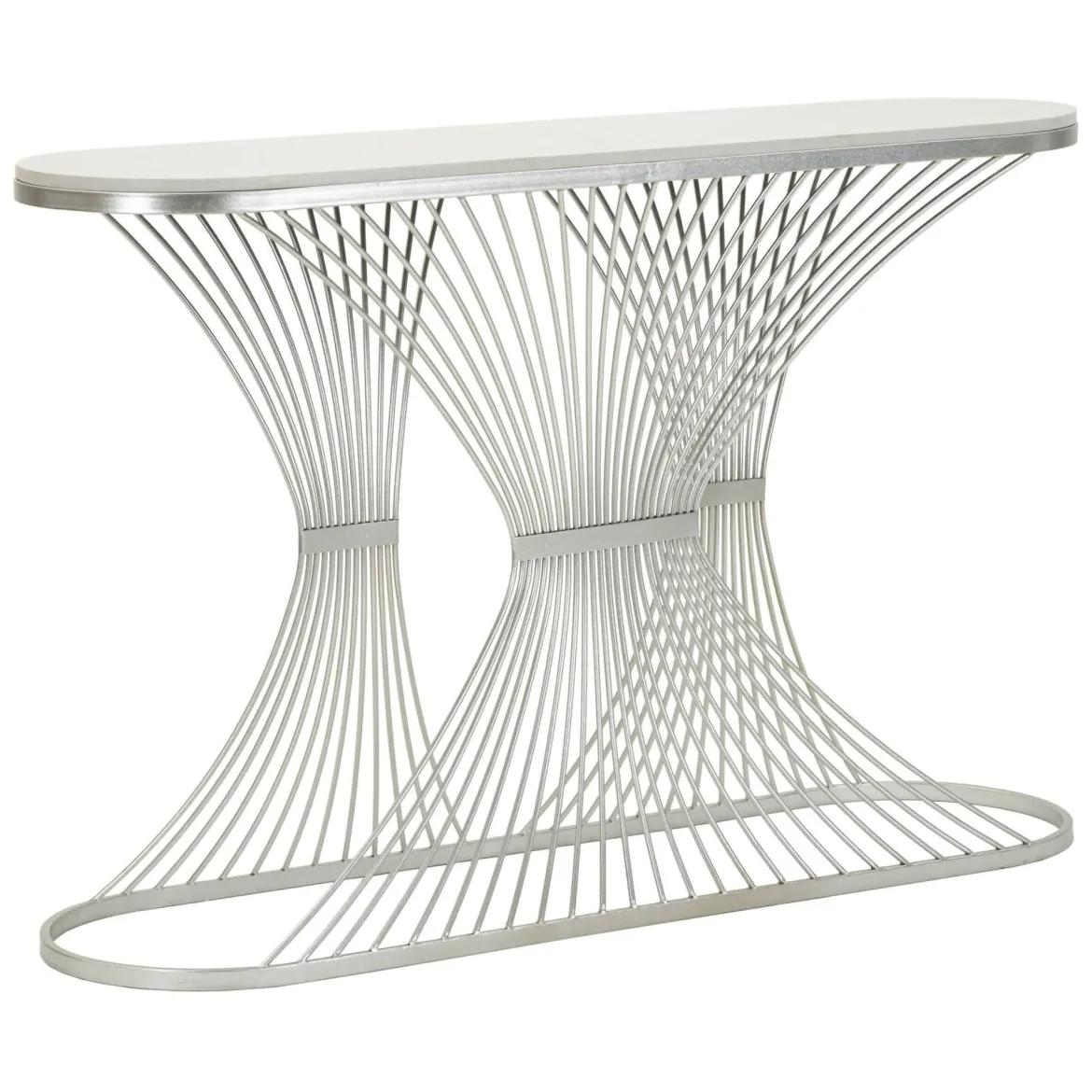 Consolle design in metallo 120x35x79h cm argento - Branduzzo