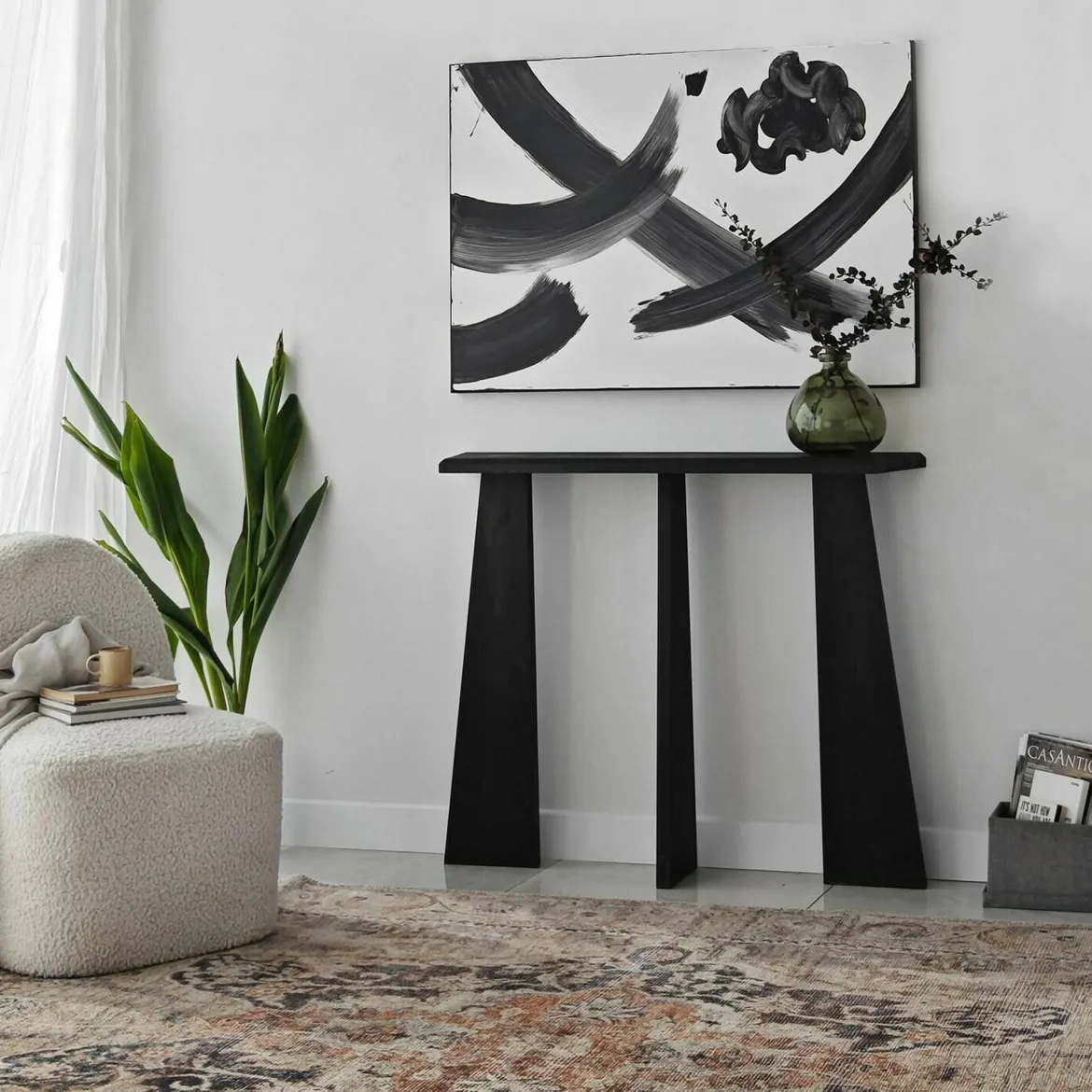 Consolle design 100x28x83h cm antracite - TomoeGozen