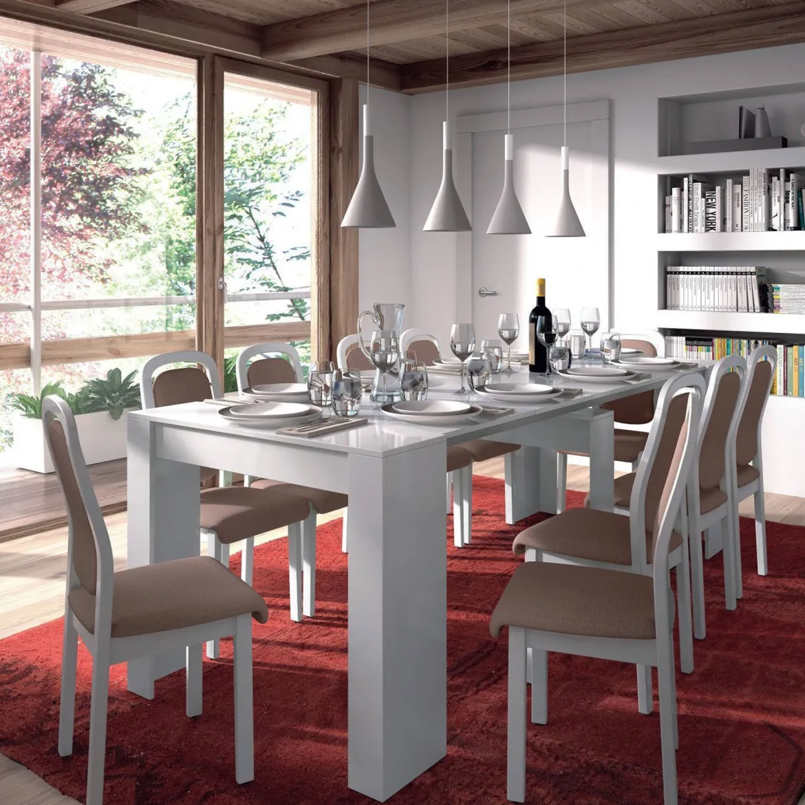 Consolle estensibile sala da pranzo 4-10 posti bianco lucido - Abicitren