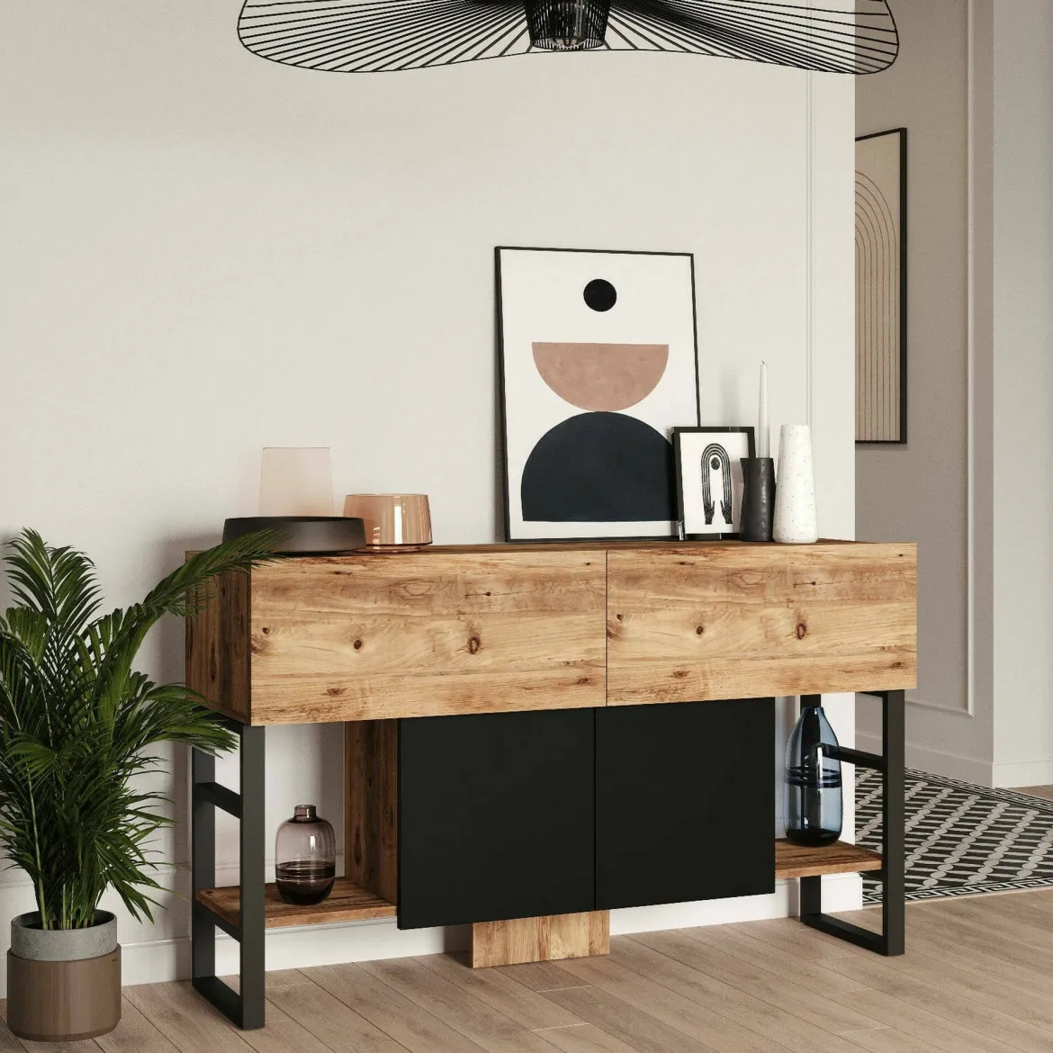 Consolle industrial 138x43x83h cm quercia - Izo
